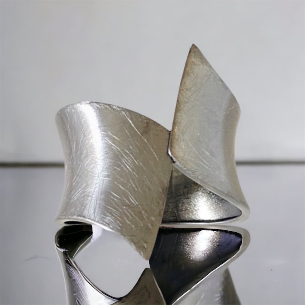 NWOT OSFM Pewter-Colored Brushed Steel Cuff Bracelet